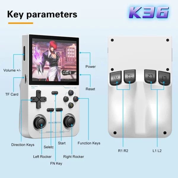 K36 Video Game Console Retro Handheld Open Source Linux System 3.5 Inch Screen Portable Pocket Video Games Player K36 64GB – Image 4